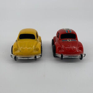 Vtg Toy Car NOMURA-TOY VW BUG PLASTIC TOP METAL BASE JAPAN VOLKSWAGEN Lot of 2